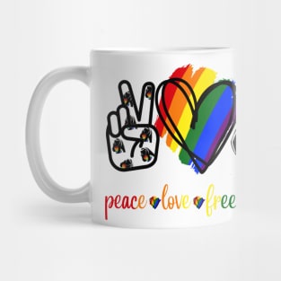 Peace Love Free Mom Hugs LGBT Pride Mug